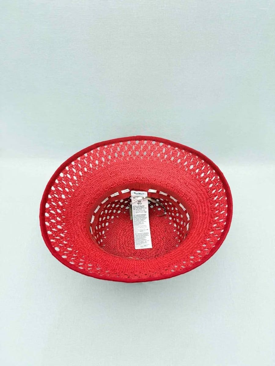 MAX MARA Red Perforated Bucket Hat
