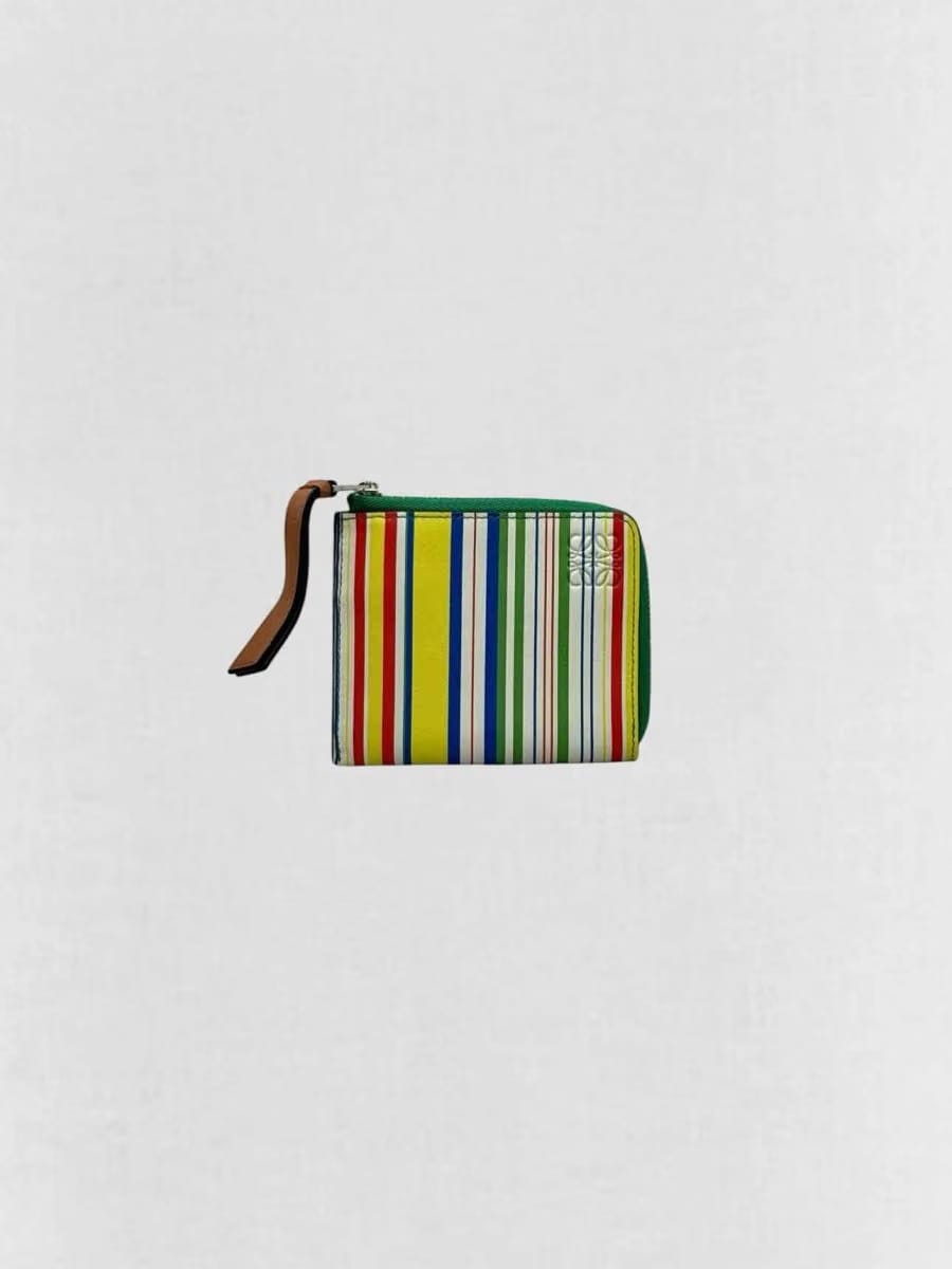 LOEWE White Multicolor Striped Compact Wallet