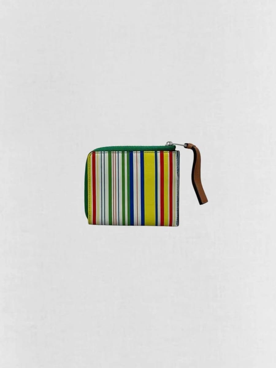 LOEWE White Multicolor Striped Compact Wallet