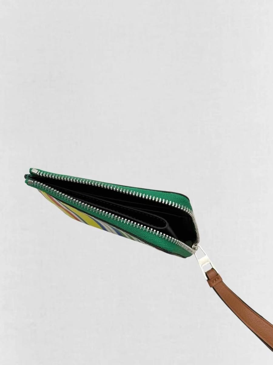 LOEWE White Multicolor Striped Compact Wallet