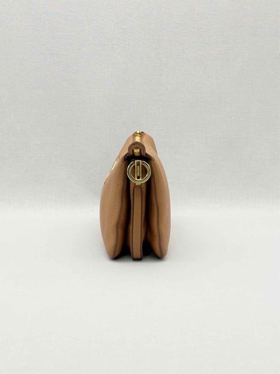 PRADA Logo-Strap Brown Shoulder Bag