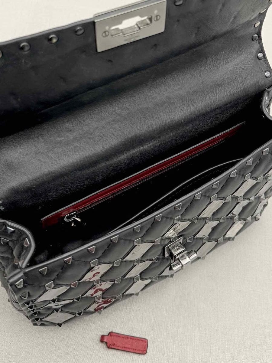 VALENTINO Rockstud Spike Black Shoulder Bag