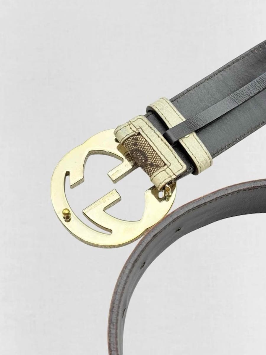GUCCI Brown & Beige GG Belt