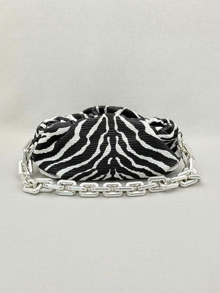 BOTTEGA VENETA Black & White Zebra Stripe Shoulder Bag