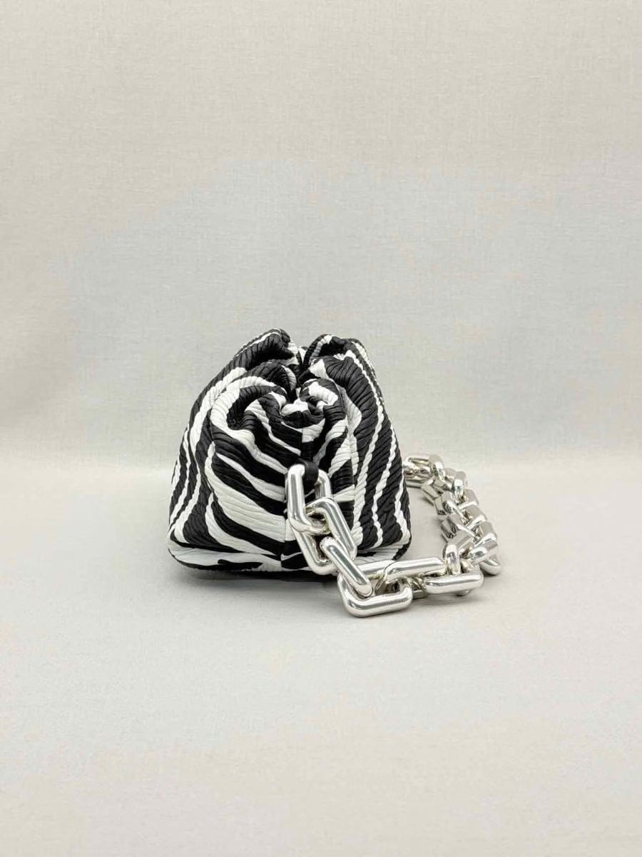 BOTTEGA VENETA Black & White Zebra Stripe Shoulder Bag