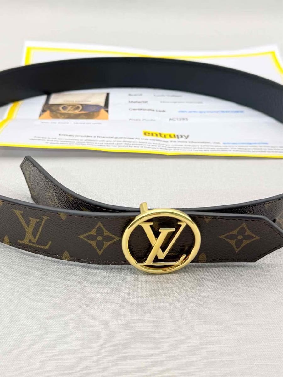 LOUIS VUITTON Brown & Black Monogram Belt