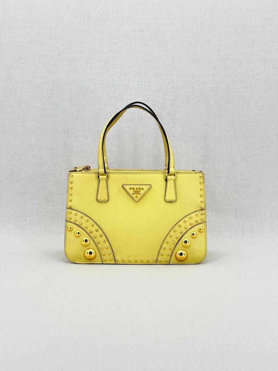 PRADA Double Zip Yellow Tote Bag