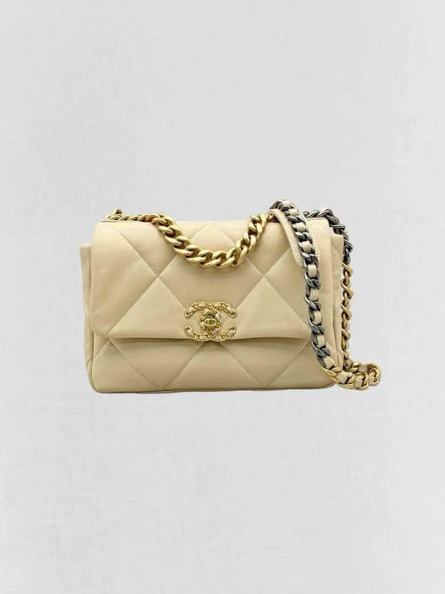 CHANEL 19 Flap Cream Quilted Shoulder Bag