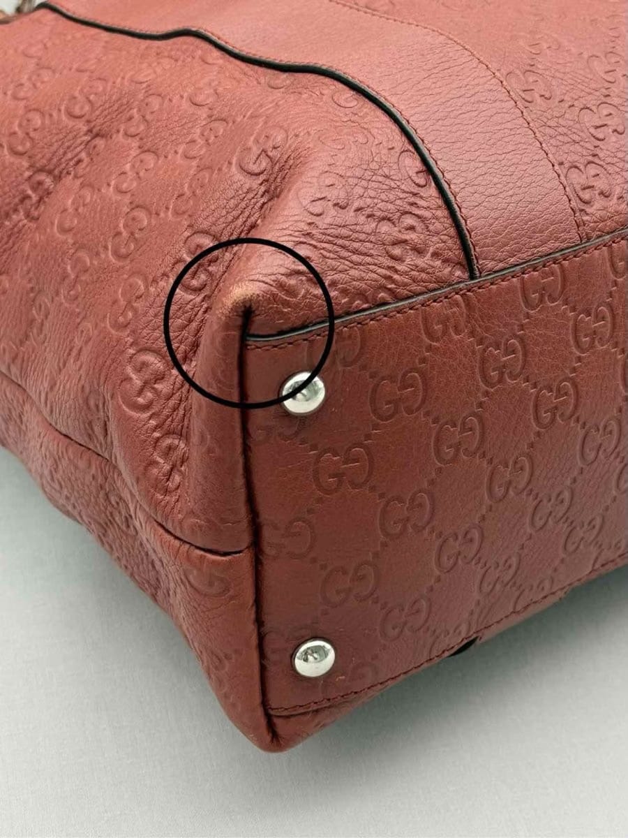 GUCCI Bamboo Bar Rusty Red Guccissima Tote Bag