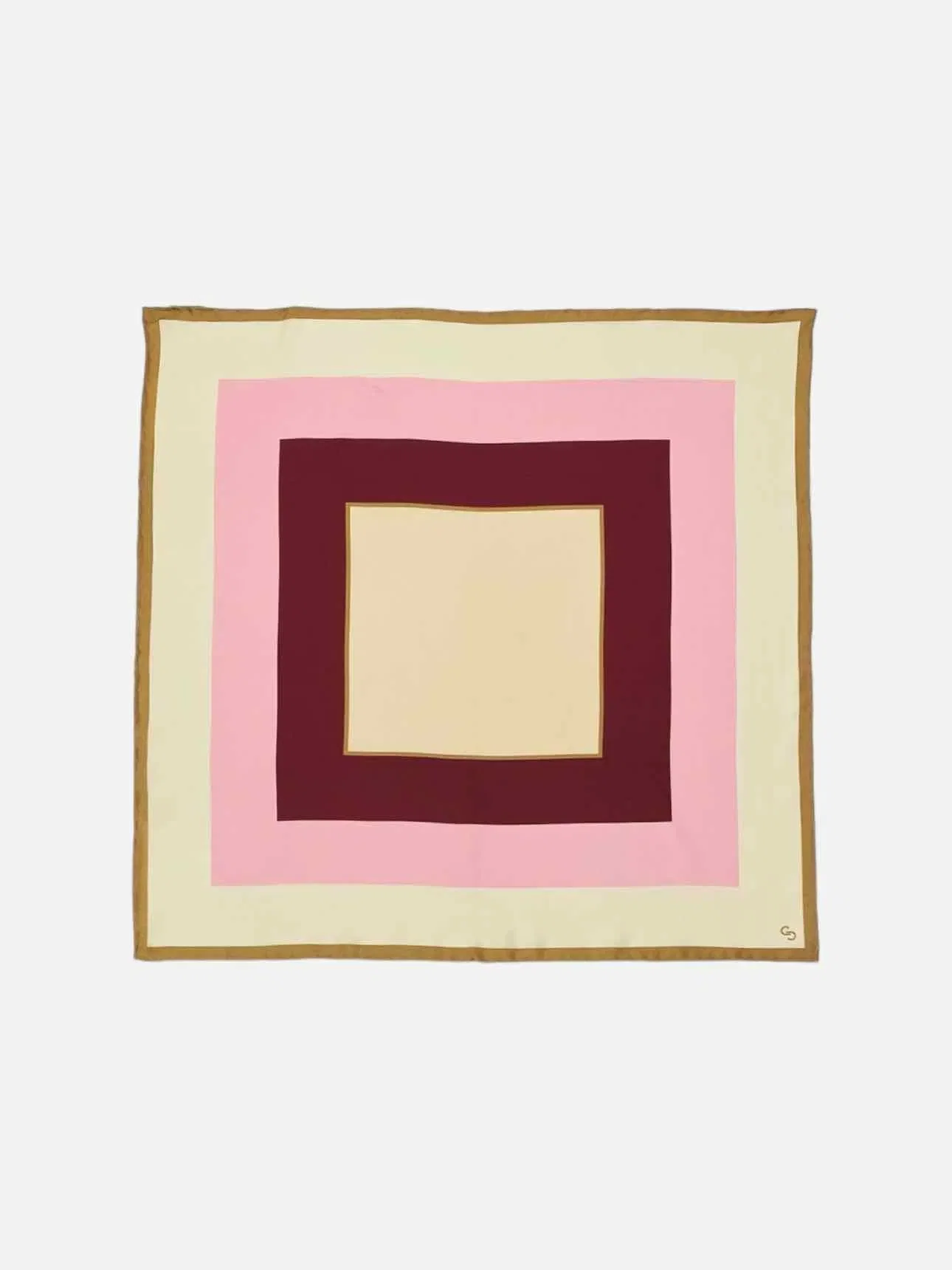 ST. JOHN Beige, Pink & Burgundy Square Print Scarf