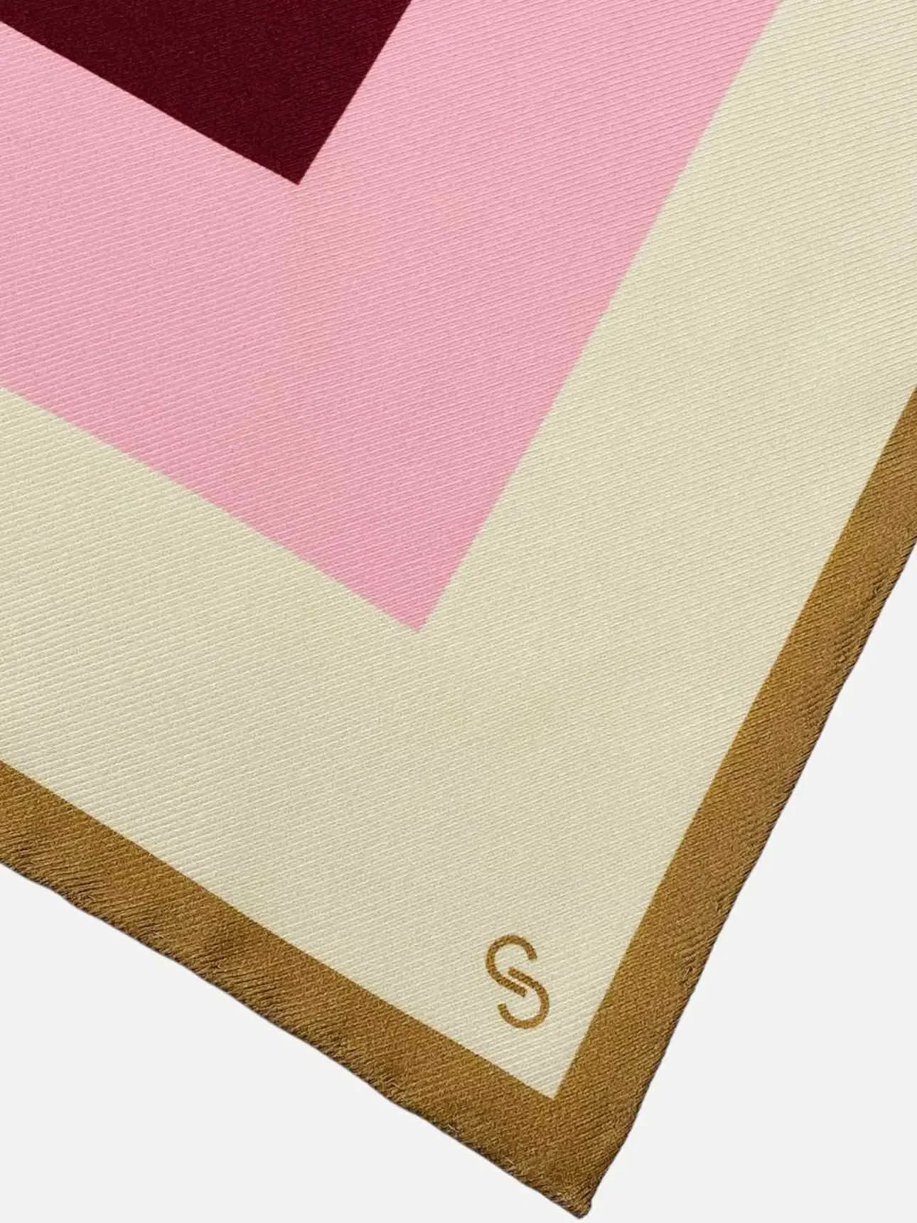 ST. JOHN Beige, Pink & Burgundy Square Print Scarf