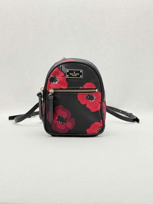 KATE SPADE Bradley Wilson Road Black Poppy Backpack