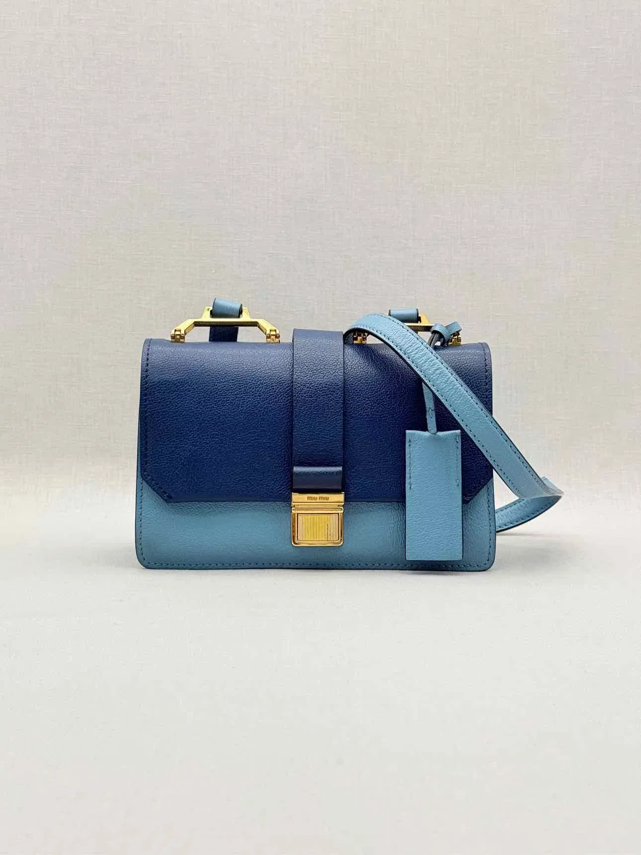 MIU MIU Madras Blue Tapestry Shoulder Bag