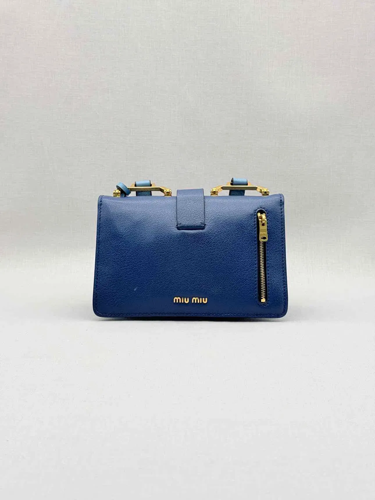 MIU MIU Madras Blue Tapestry Shoulder Bag