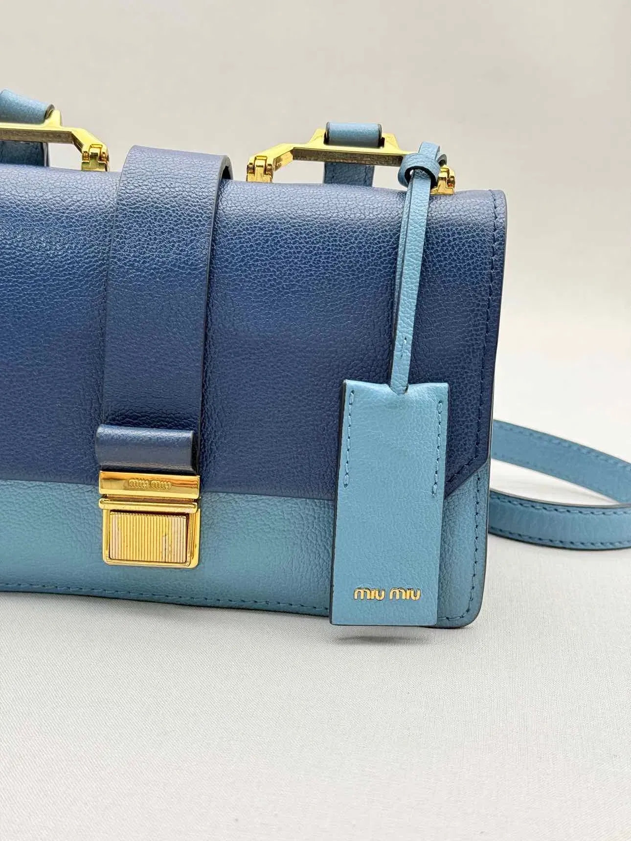 MIU MIU Madras Blue Tapestry Shoulder Bag