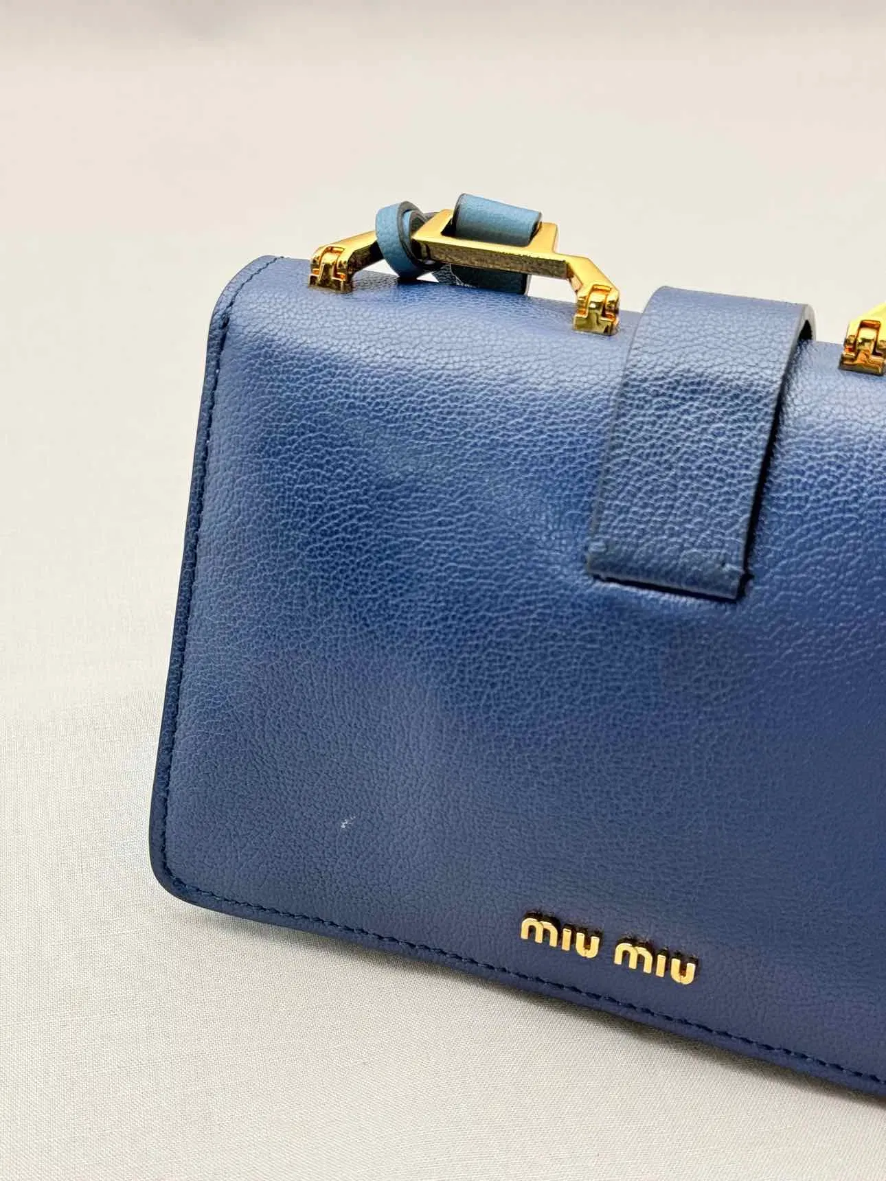 MIU MIU Madras Blue Tapestry Shoulder Bag