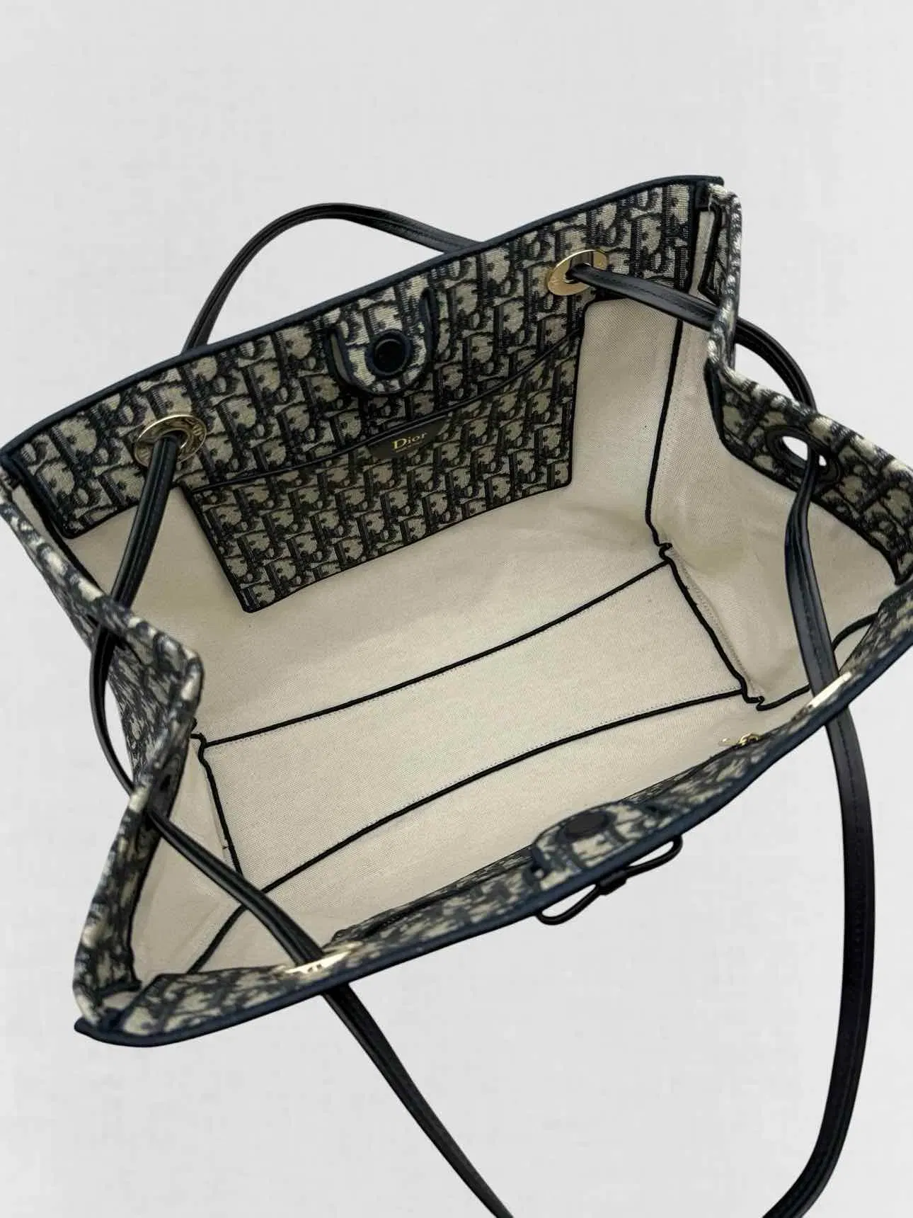 DIOR Promenade Blue & Beige Oblique Jacquard Tote Bag