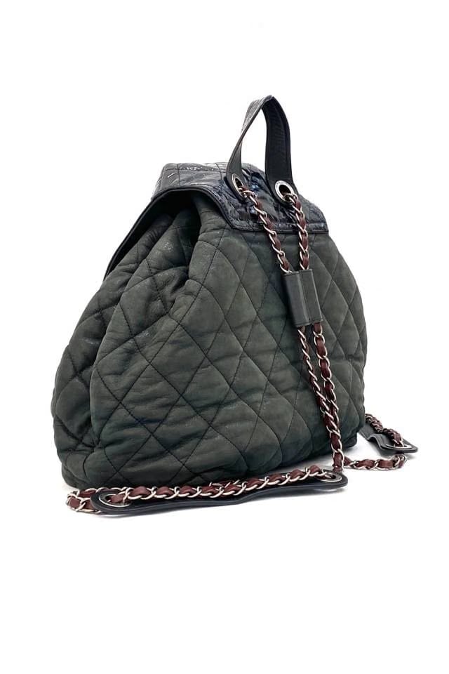 CHANEL In The Mix Khaki & Black Quilted Backpack