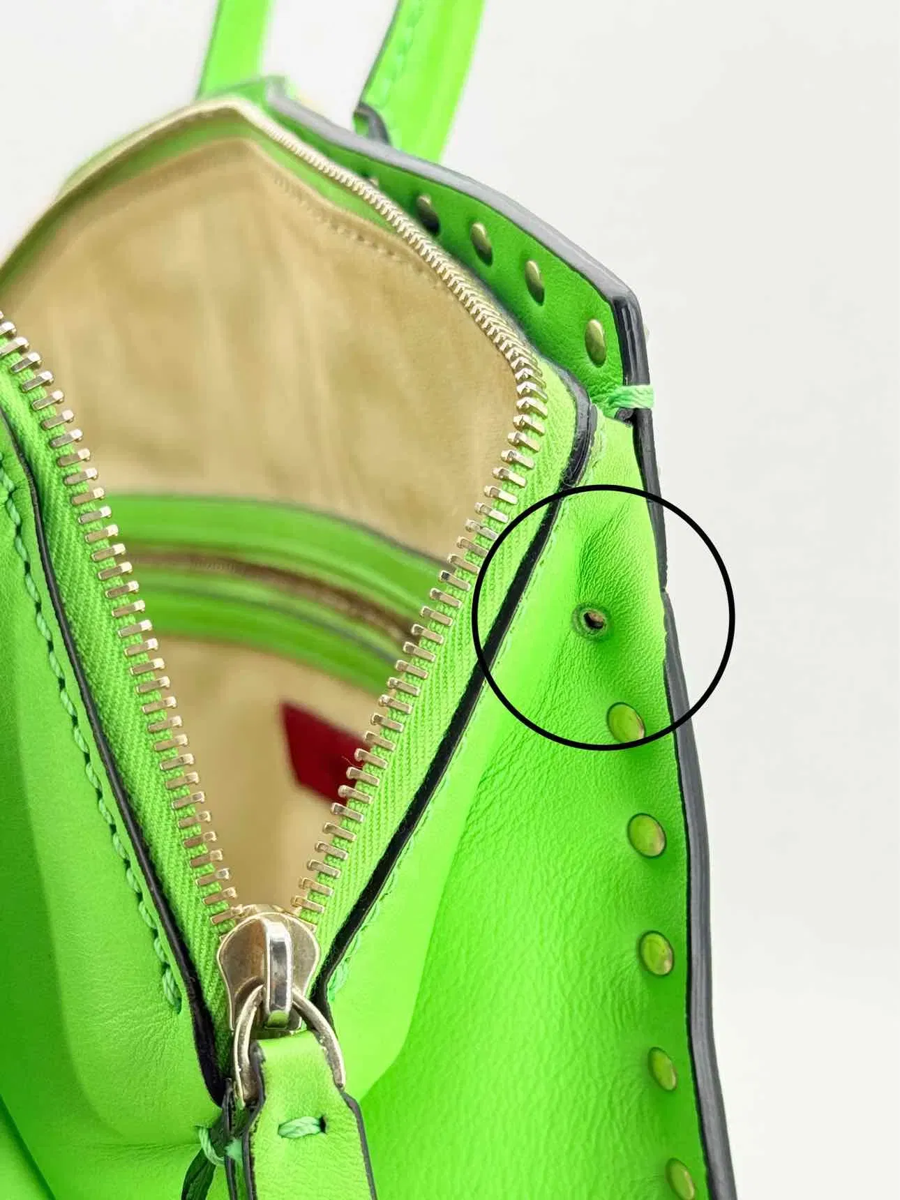 VALENTINO GARAVANI Rockstud Neon Green Tote Bag