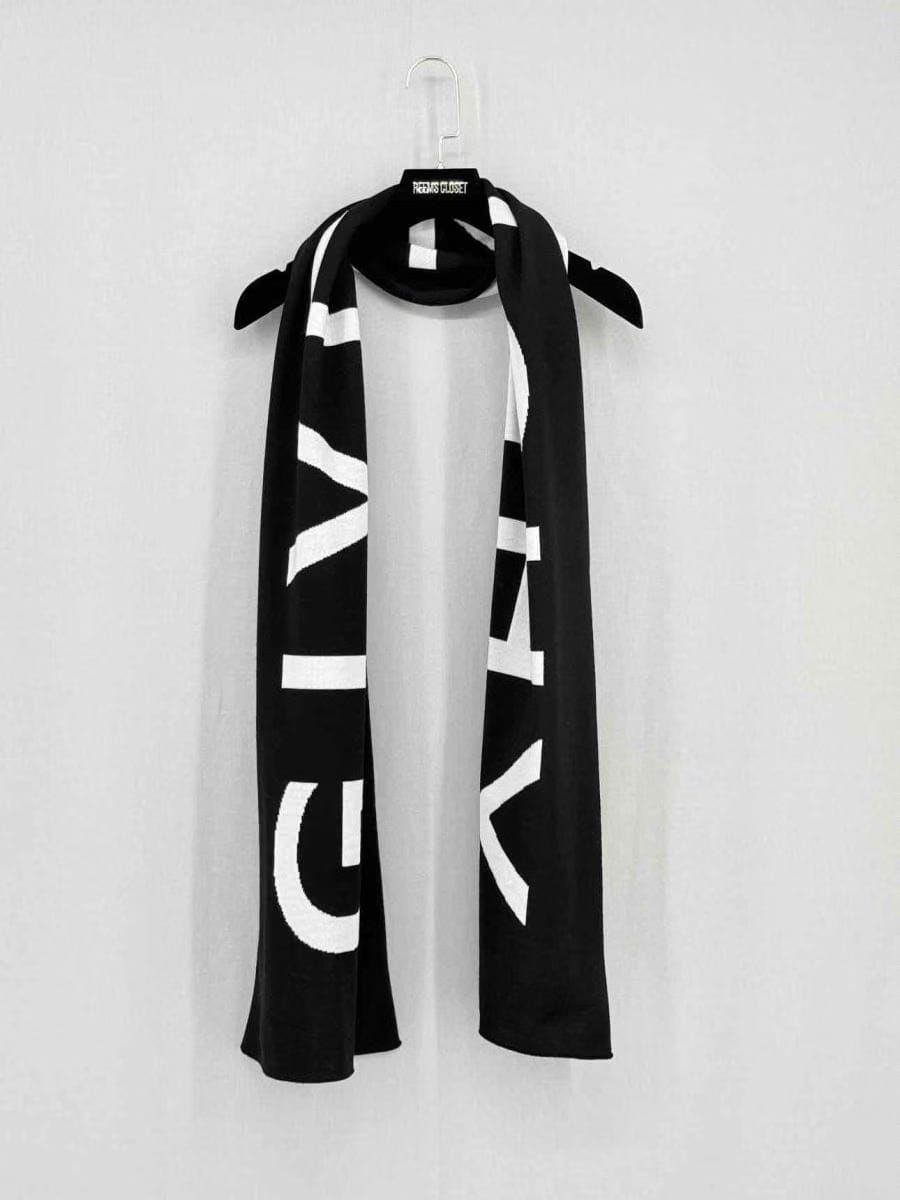 GIVENCHY White & Black Jacquard Scarf