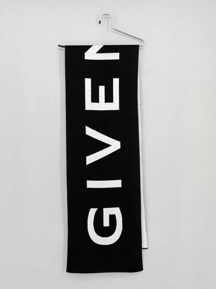 GIVENCHY White & Black Jacquard Scarf