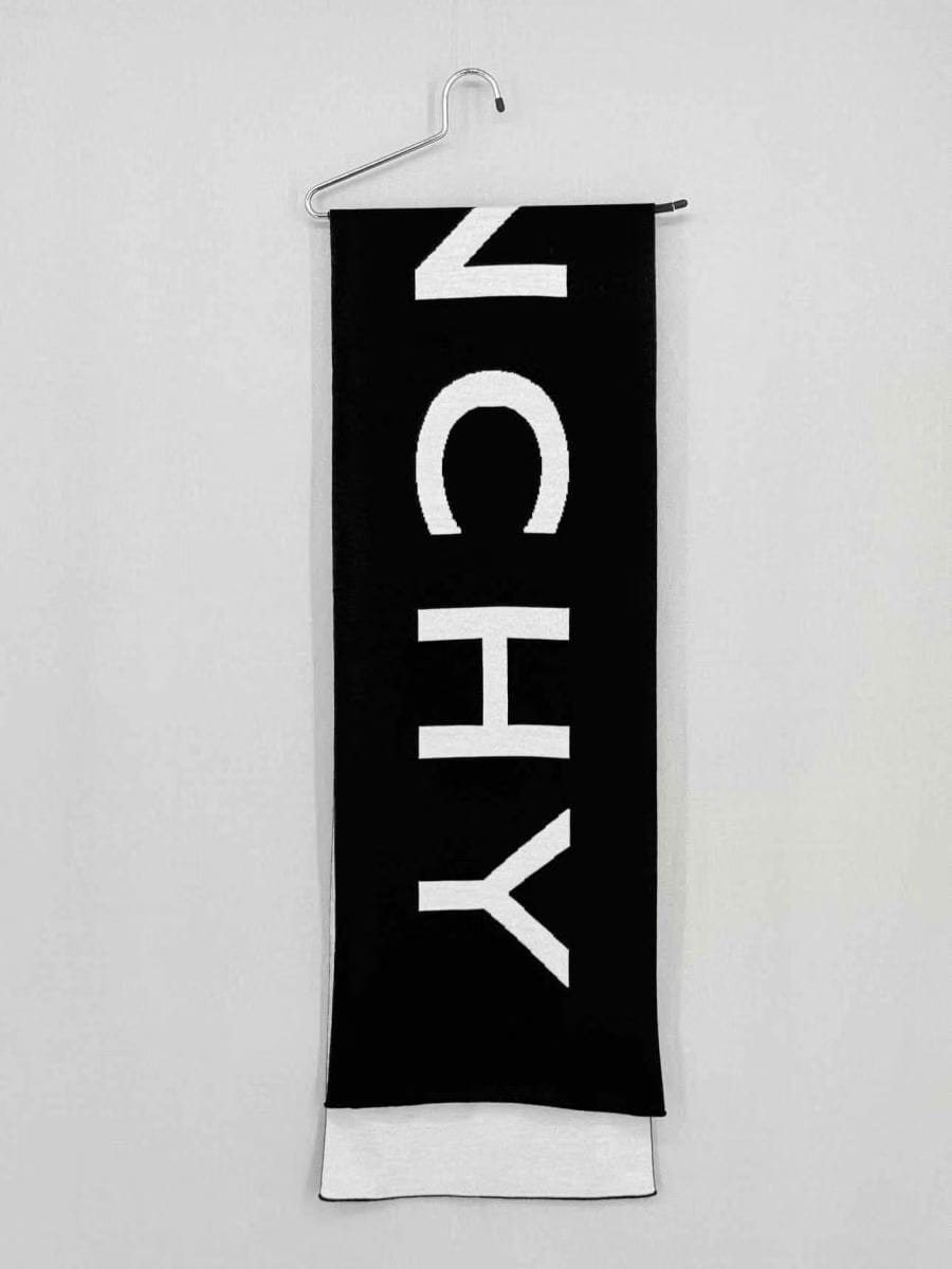 GIVENCHY White & Black Jacquard Scarf
