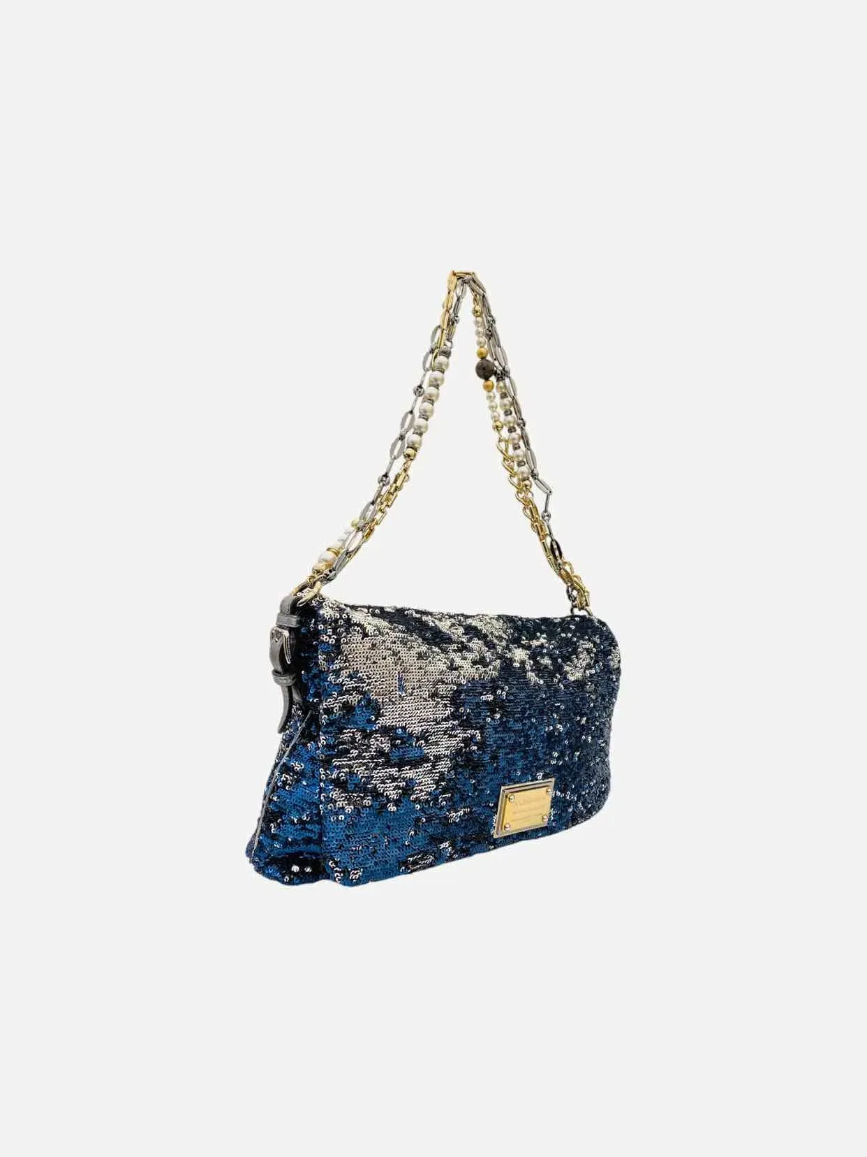 DOLCE & GABBANA Miss Charles Blue & Silver Shoulder Bag
