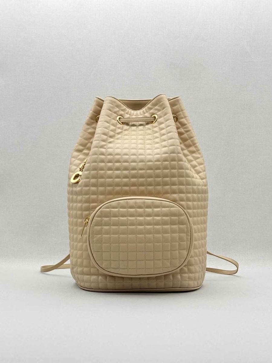 CELINE Beige Quilted Backpack