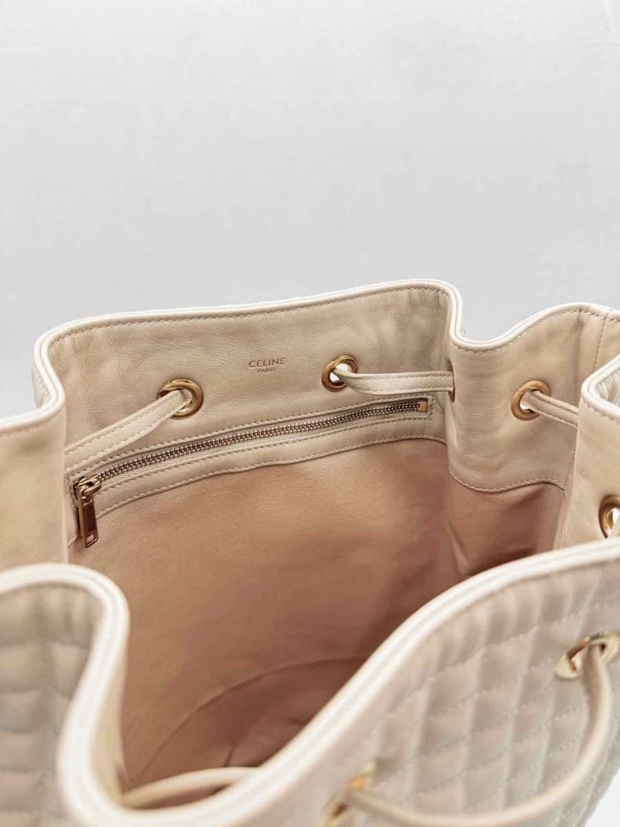 CELINE Beige Quilted Backpack