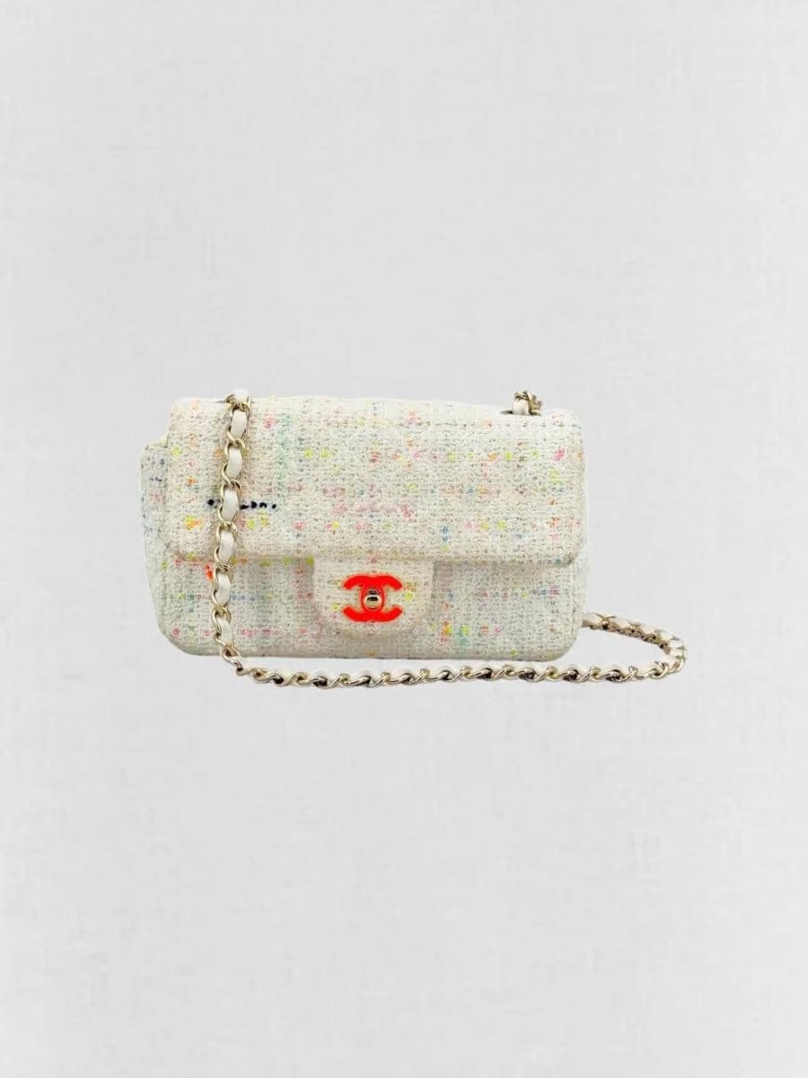 CHANEL Classic White Multicolor Shoulder Bag
