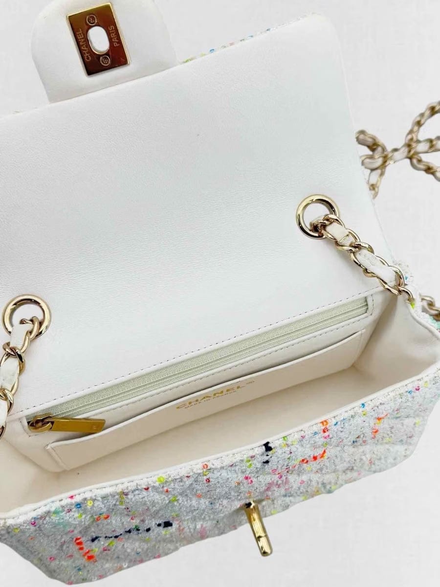 CHANEL Classic White Multicolor Shoulder Bag
