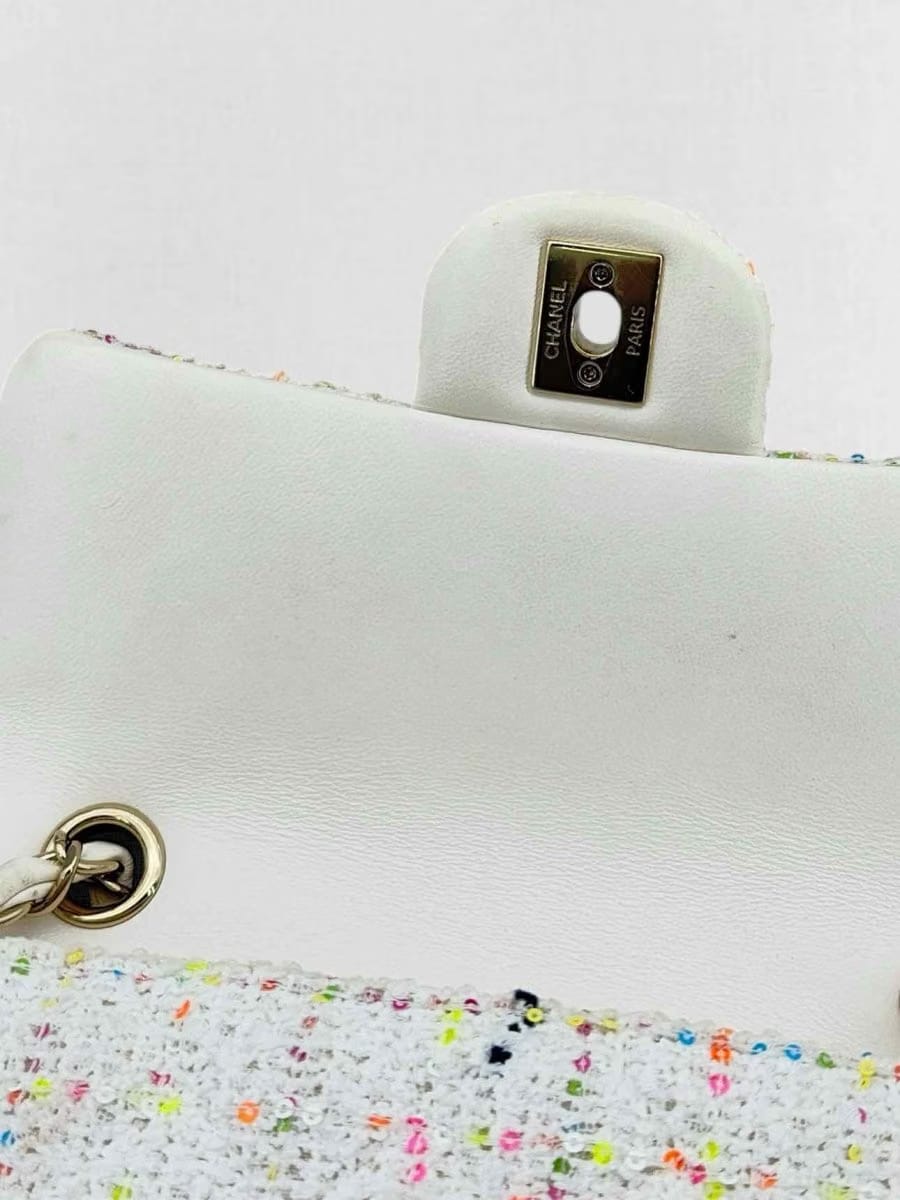 CHANEL Classic White Multicolor Shoulder Bag