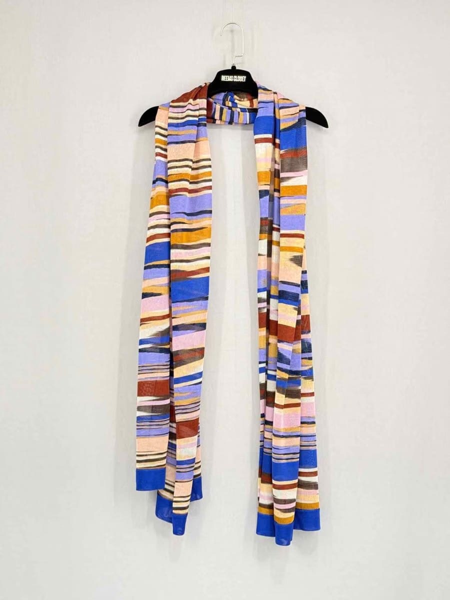 MISSONI Blue Multicolor Striped Scarf