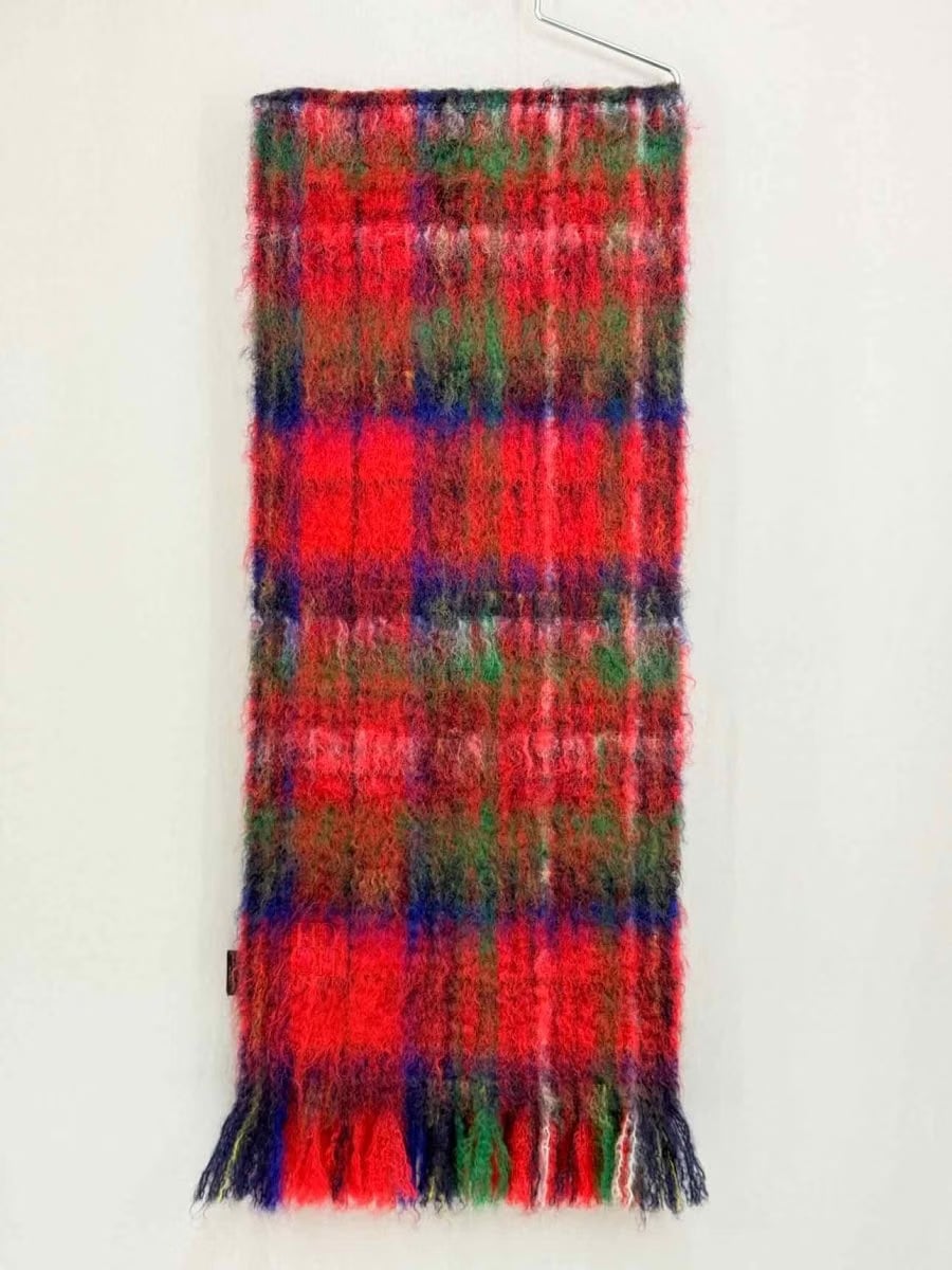 CAROLINA HERRERA Red Multicolor Check Scarf