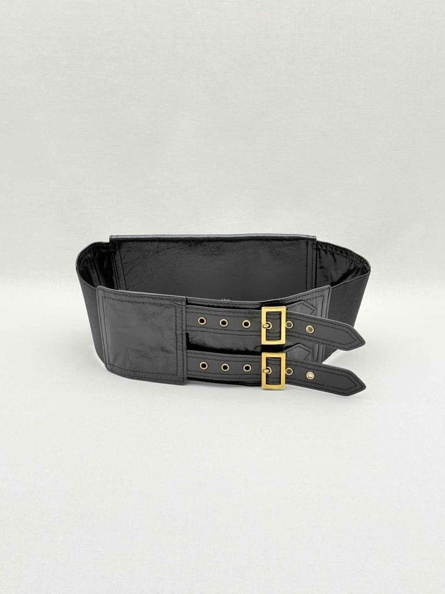 DIOR Saddle D Charm Black Crinkled Glossed Belt Bag