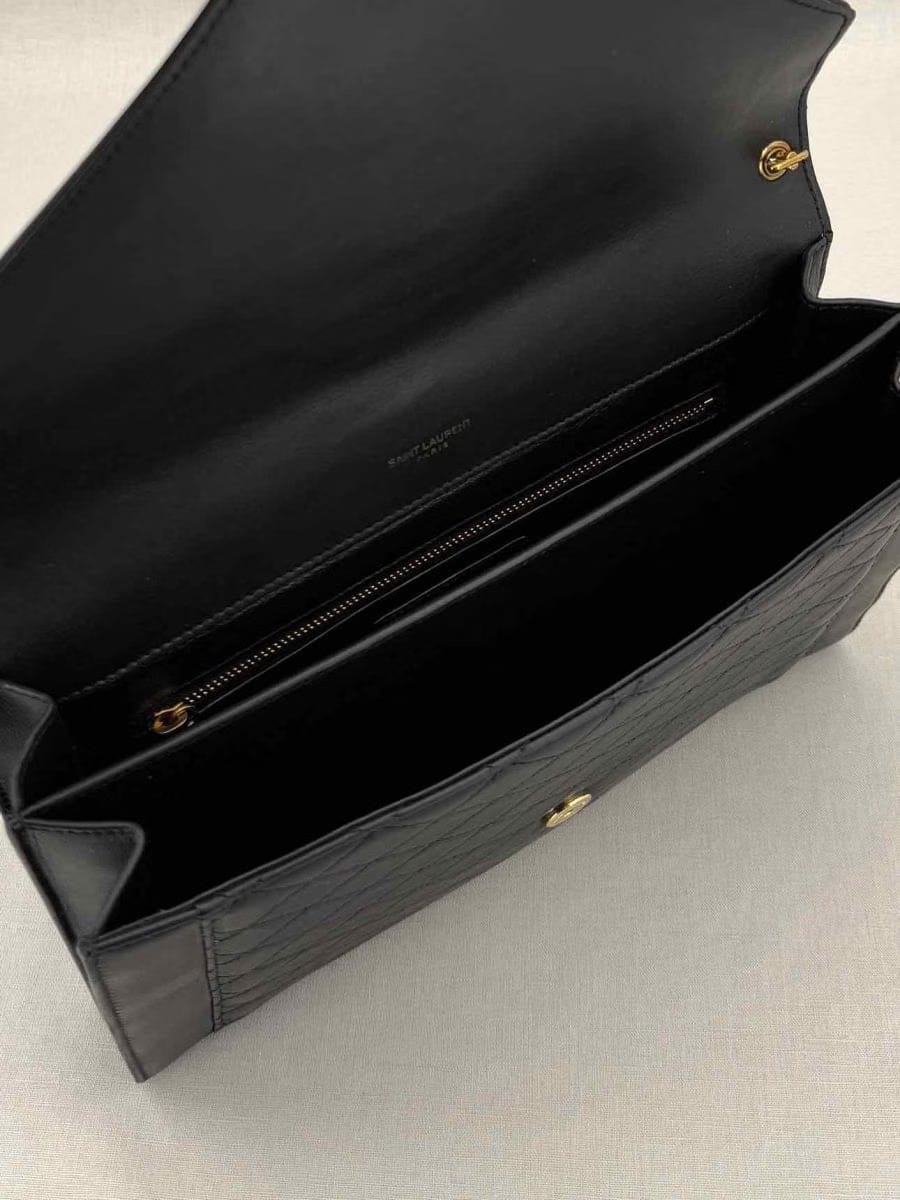 SAINT LAURENT Gaby Black Quilted Shoulder Bag