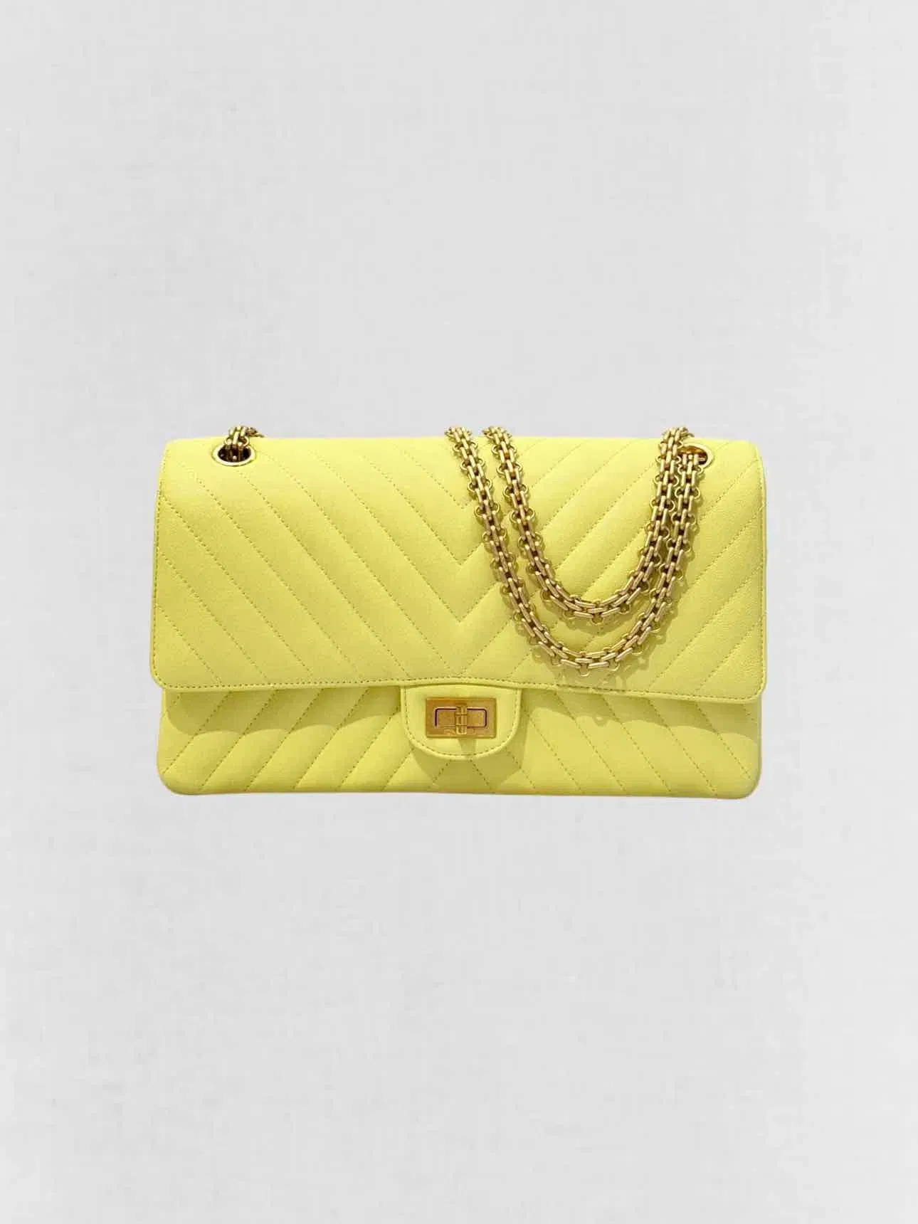 CHANEL 2.55 Reissue Yellow Chevron Shoulder Bag