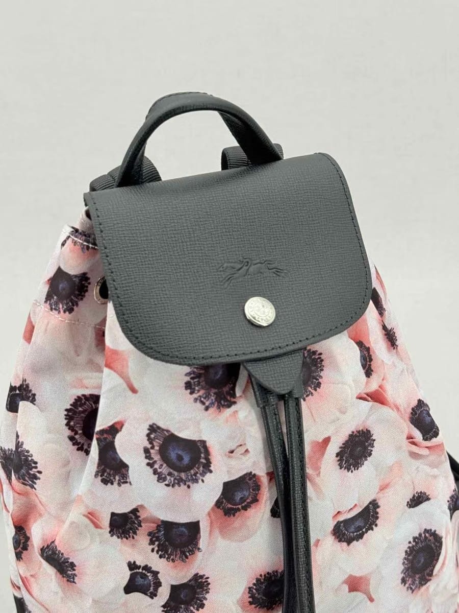 LONGCHAMP Le Pliage Pink Multicolor Floral Backpack