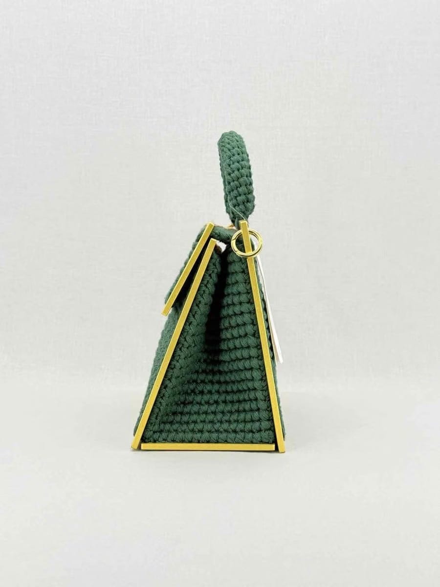 0711 Yellow Multicolor Knit Shoulder Bag