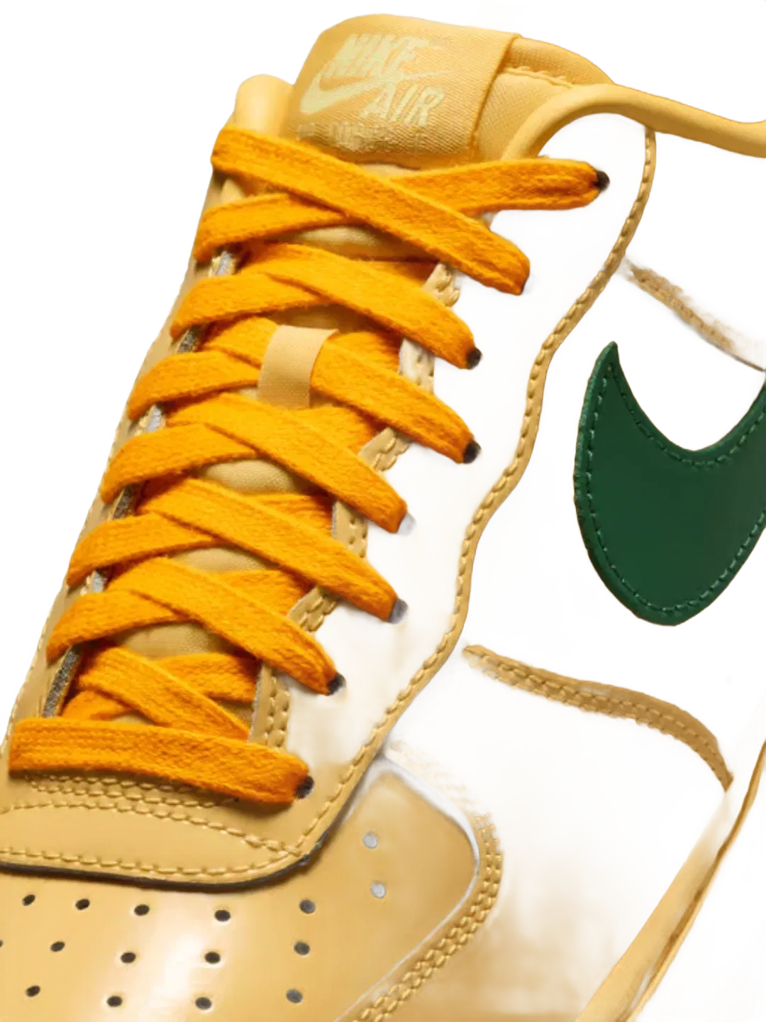 Nike Air Force 1 Low Patent Leather Topaz Gold Pine Green