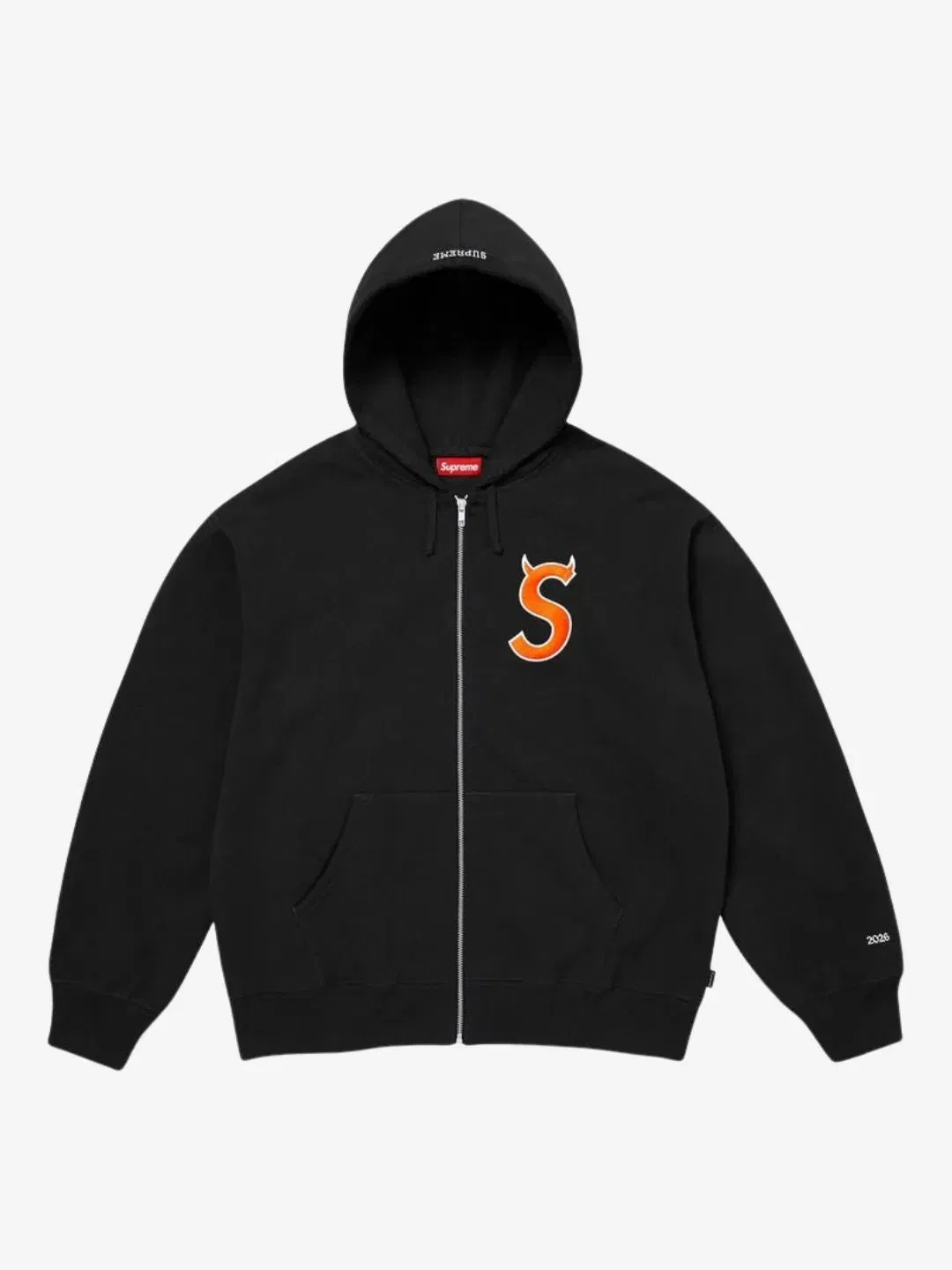 Supreme Devil S Logo Zip Up Hooded Sweatshirt Black