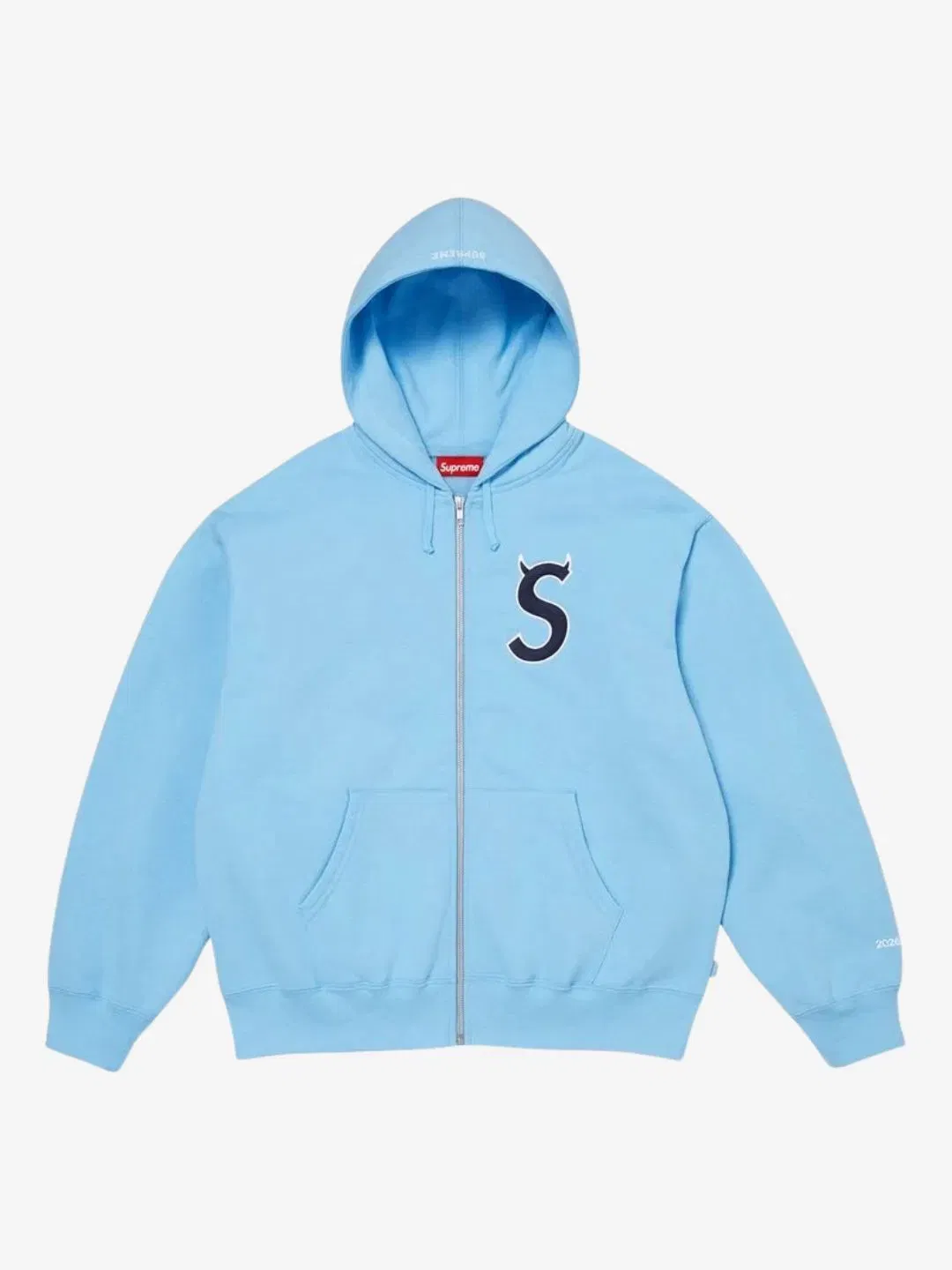 Supreme Devil S Logo Zip Up Hooded Sweatshirt Light Blue