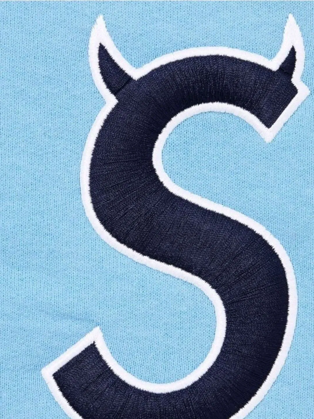 Supreme Devil S Logo Zip Up Hooded Sweatshirt Light Blue