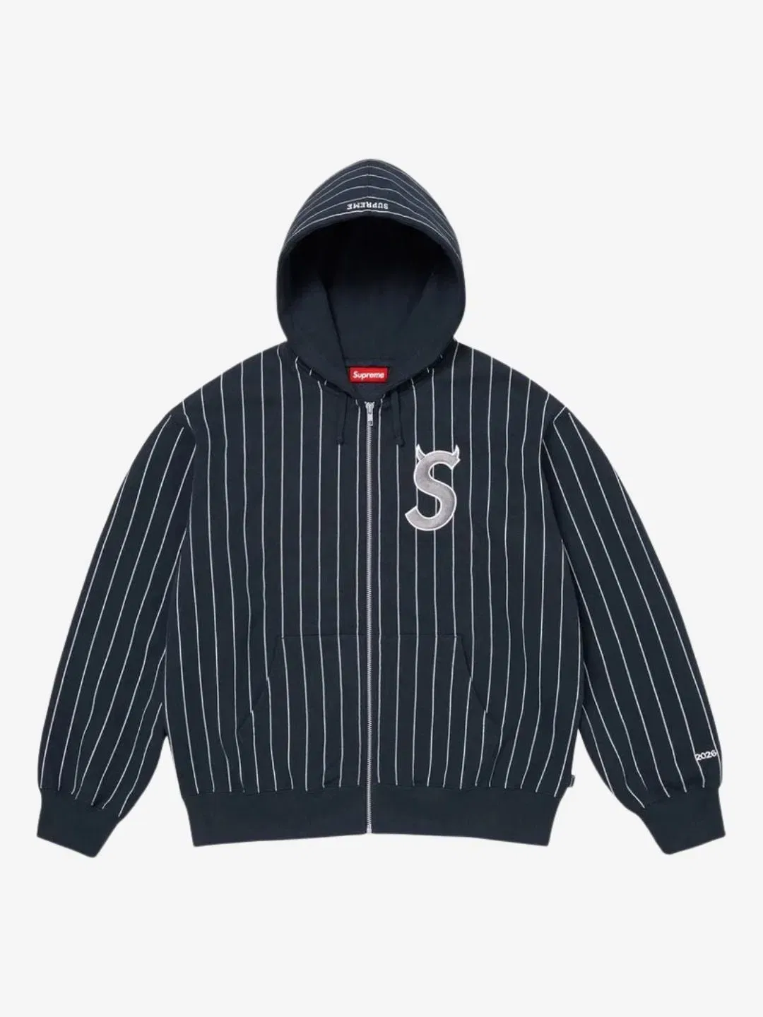Supreme Devil S Logo Zip Up Hooded Sweatshirt Stripe
