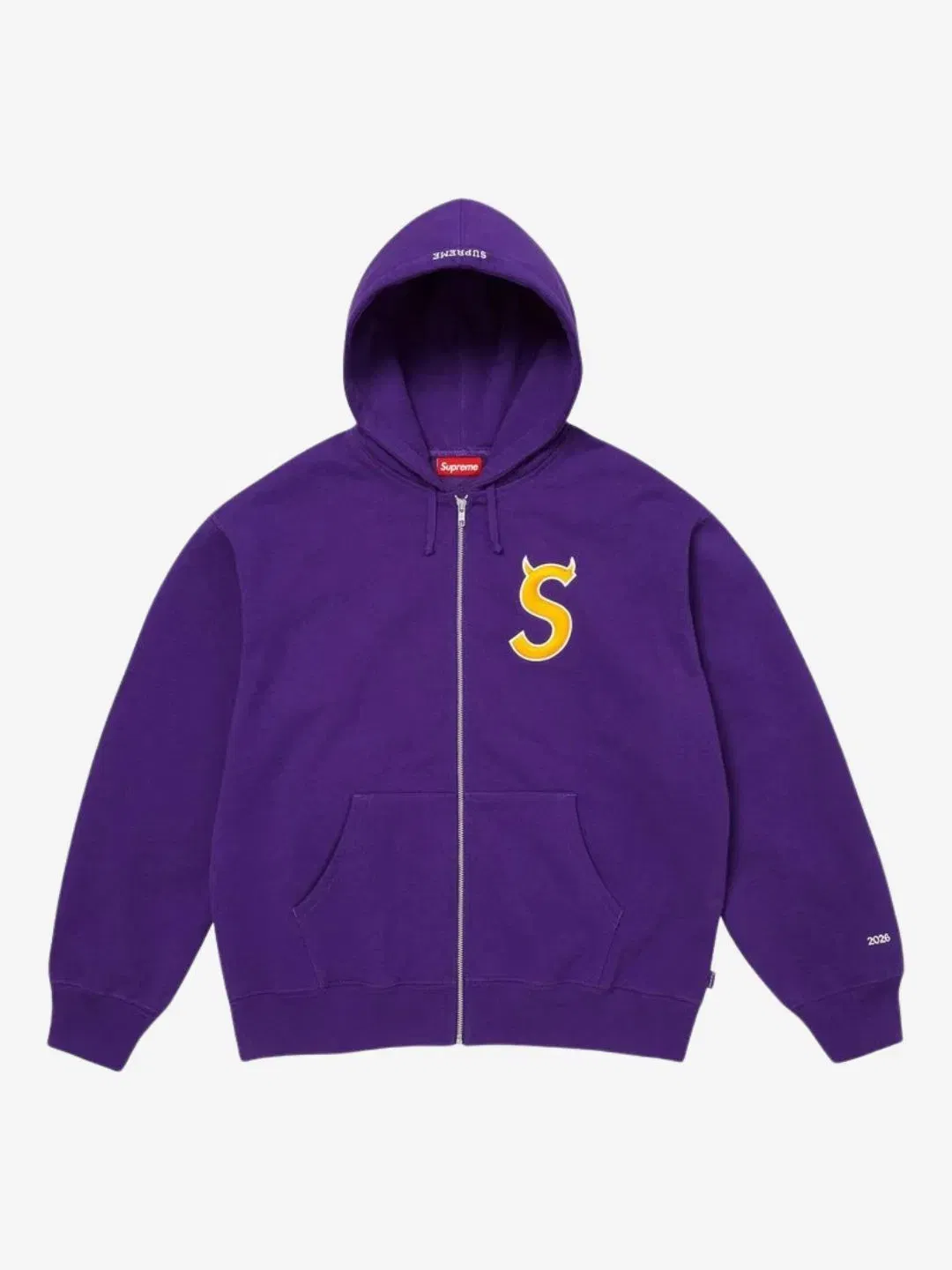 Supreme Devil S Logo Zip Up Hooded Sweatshirt Purple