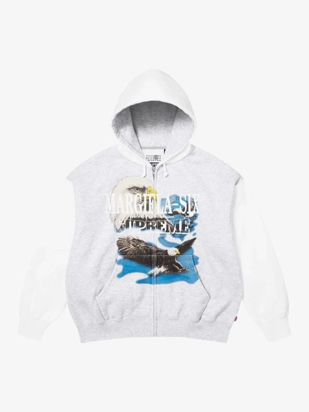 Supreme MM6 Maison Margiela Eagle Zip Up Hooded Sweatshirt White