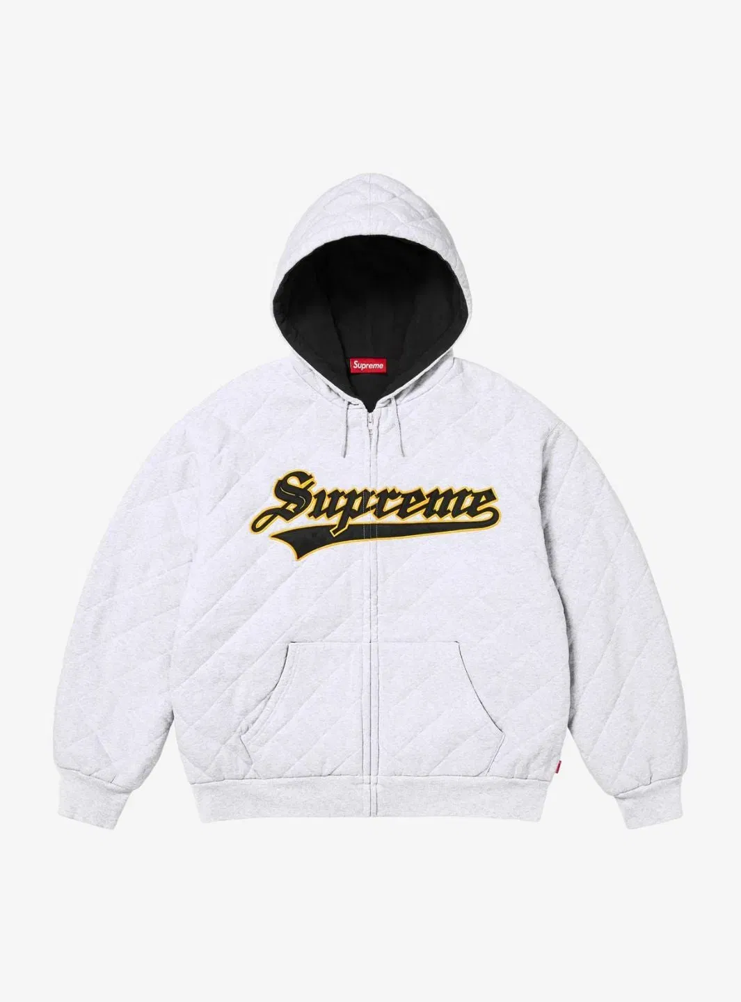 Supreme Quilted Zip Up Hooded Sweatshirt Ash Grey