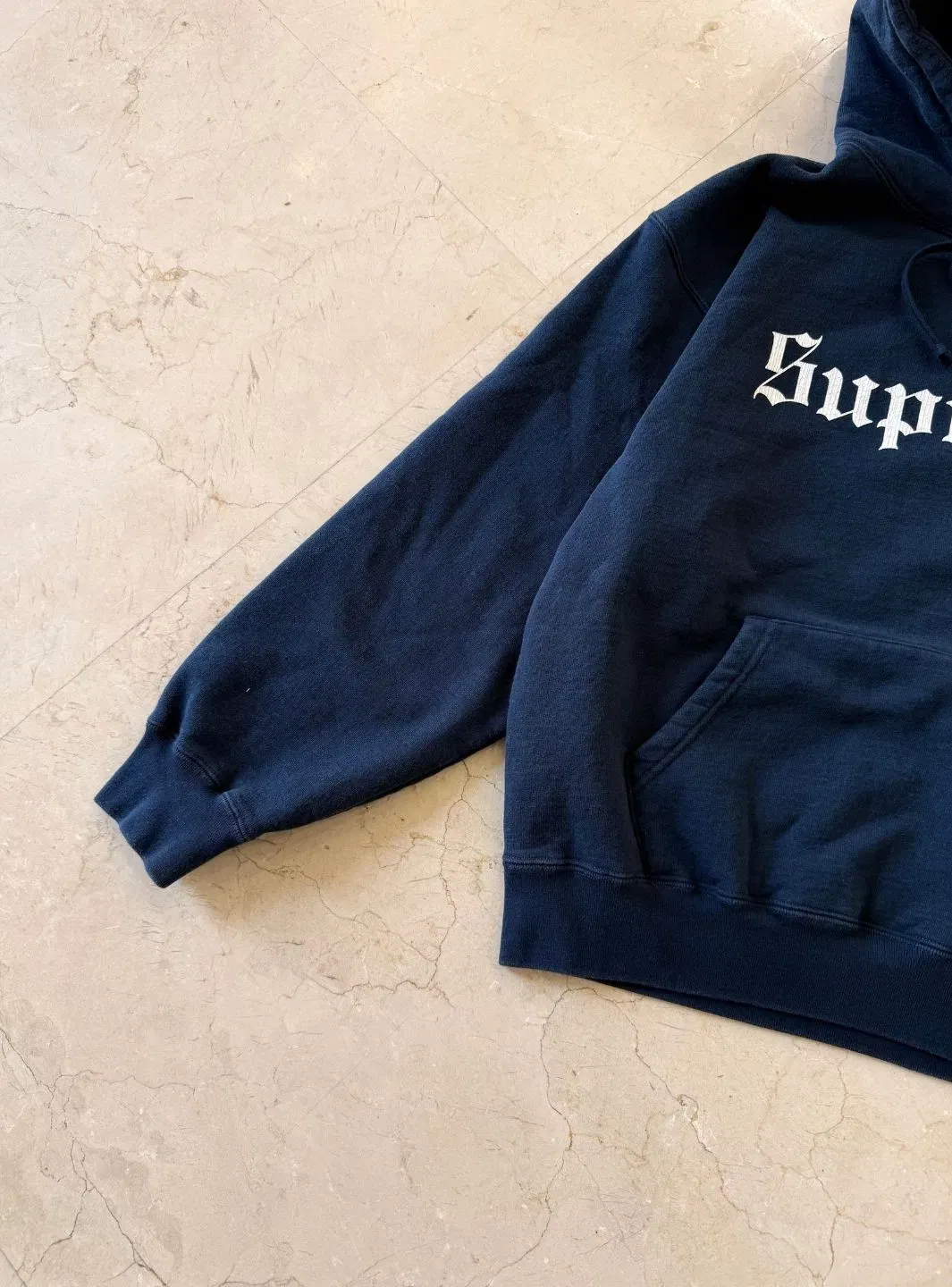 Supreme Washed Old English Hooded Sweatshirt Navy