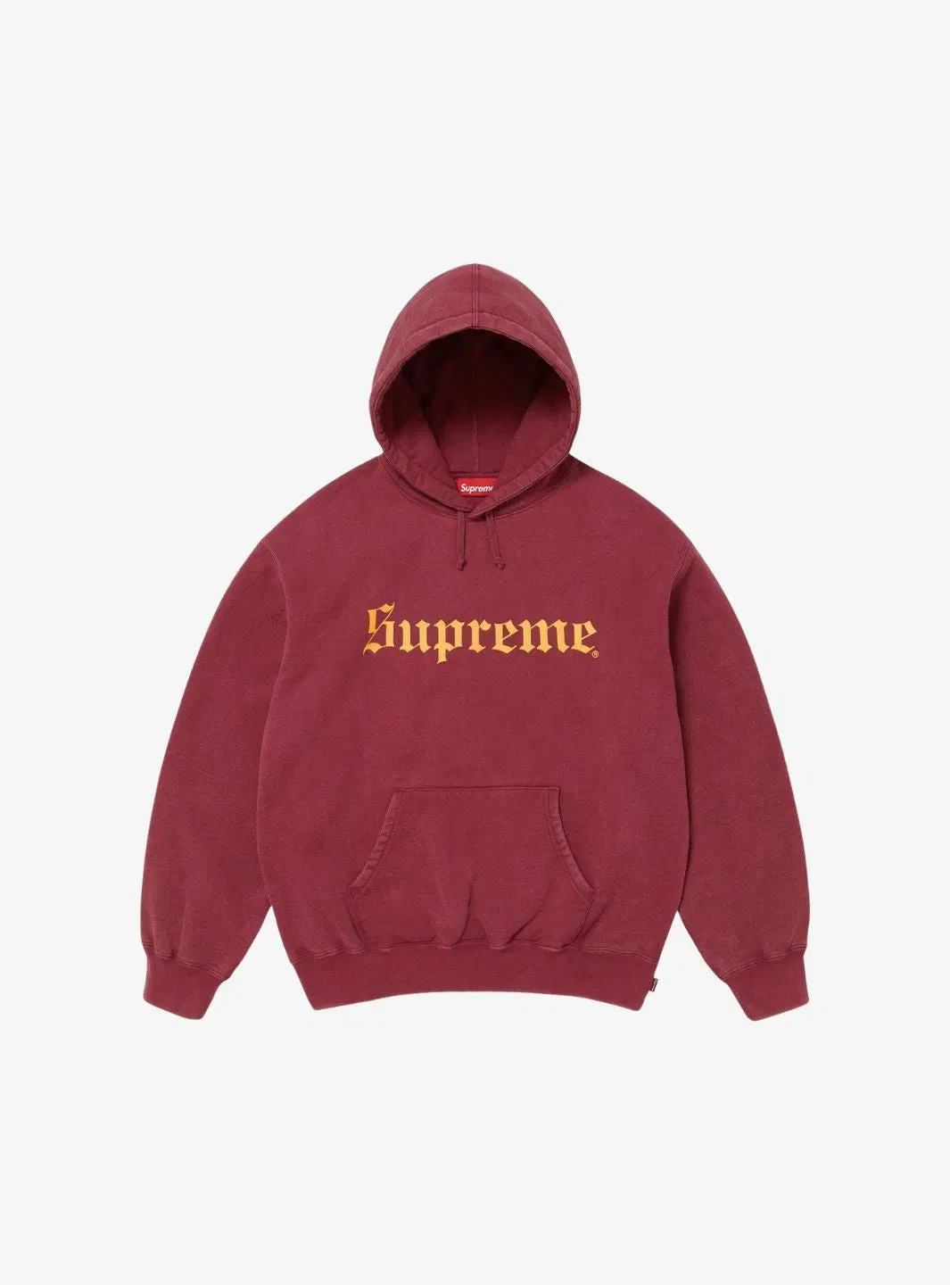Supreme Washed Old English Hooded Sweatshirt Cardinal