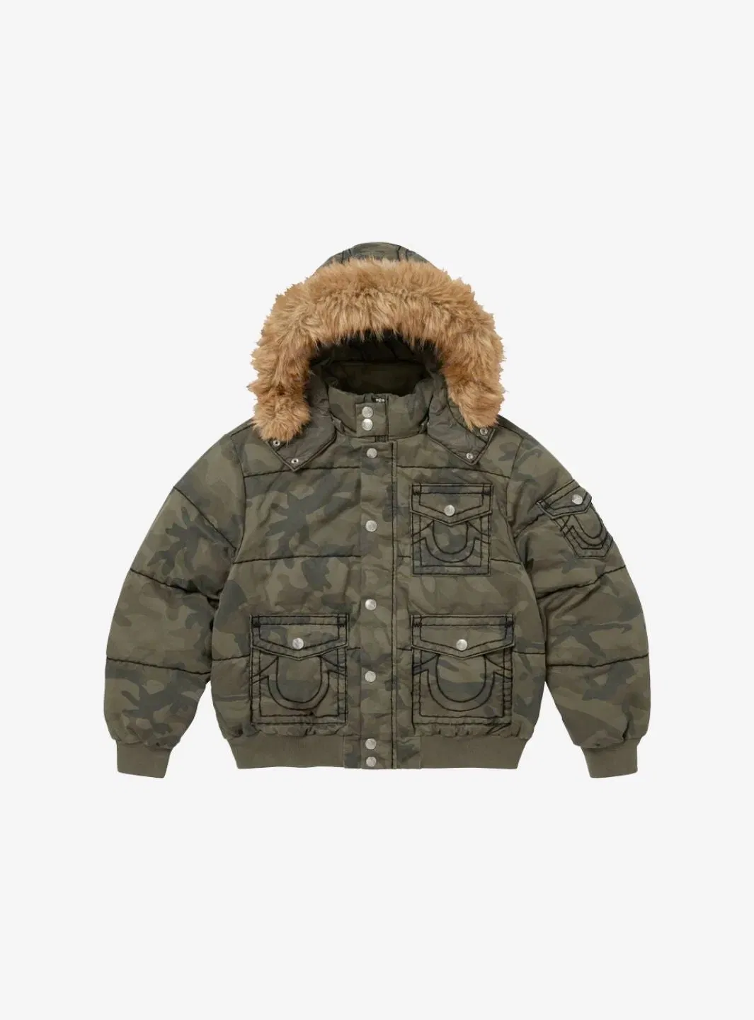Supreme True Religion Puffer Jacket Olive Camo